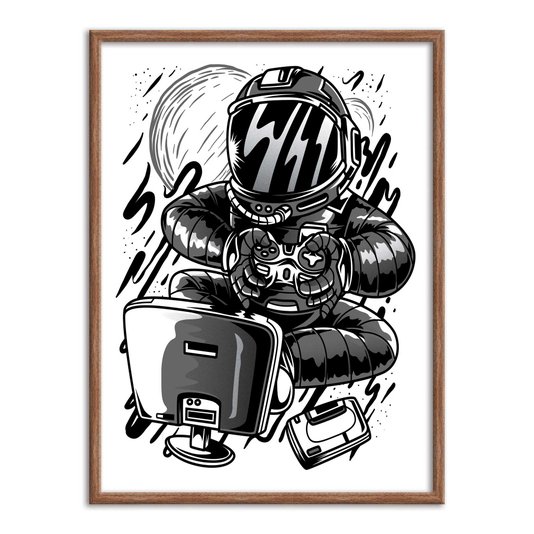 Quadro Decorativo Gamer Geek e Nerd Astronauta Gamer