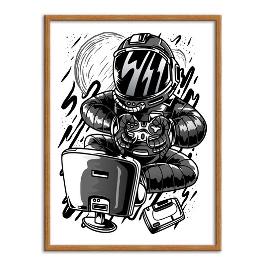 Quadro Decorativo Gamer Geek e Nerd Astronauta Gamer