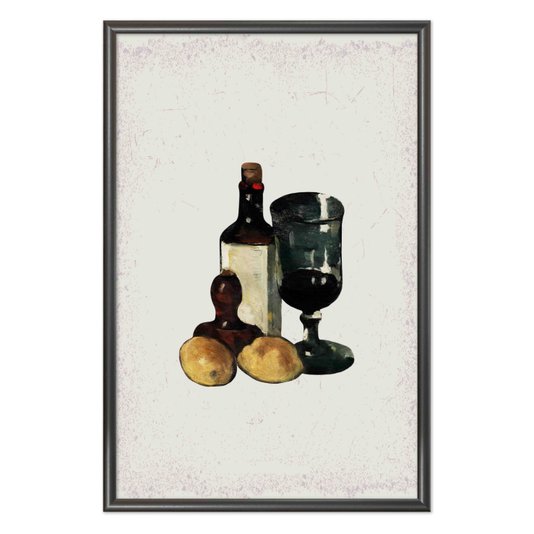 Quadro Decorativo Garrafa E Taça De Vinho Vintage Farmhouse