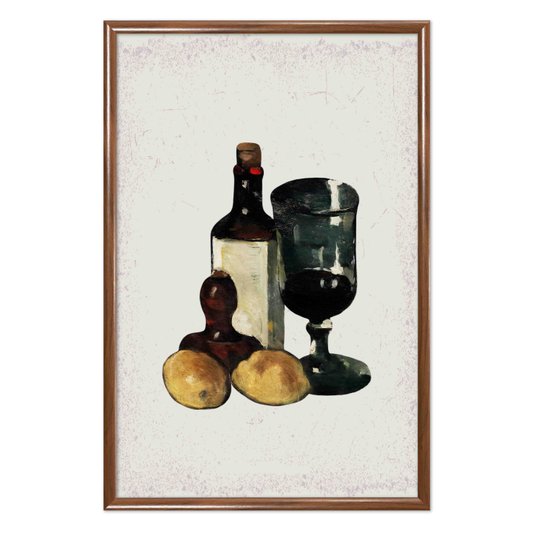 Quadro Decorativo Garrafa E Taça De Vinho Vintage Farmhouse
