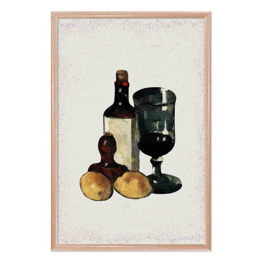 Quadro Decorativo Garrafa E Taça De Vinho Vintage Farmhouse