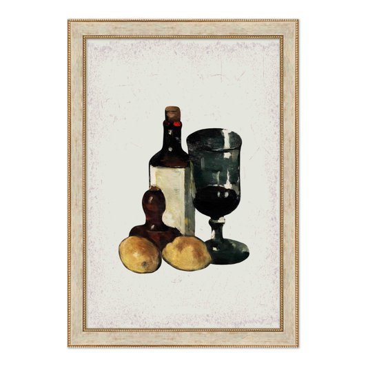 Quadro Decorativo Garrafa E Taça De Vinho Vintage Farmhouse