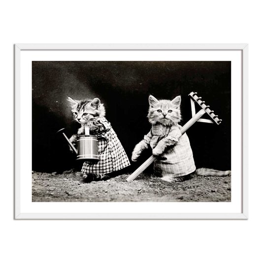 Quadro Decorativo Gatinhas Jardineiros
