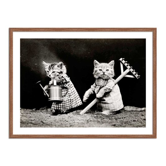 Quadro Decorativo Gatinhas Jardineiros