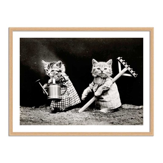 Quadro Decorativo Gatinhas Jardineiros