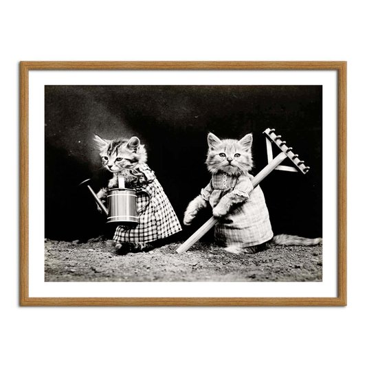 Quadro Decorativo Gatinhas Jardineiros