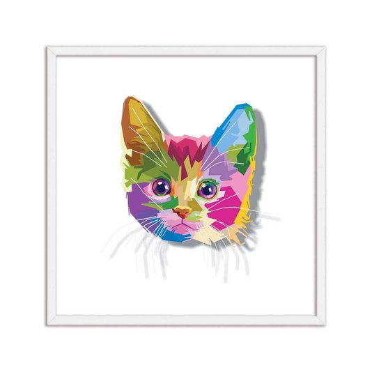 Quadro Decorativo Gatinho Fofo Pop Art e Colorido