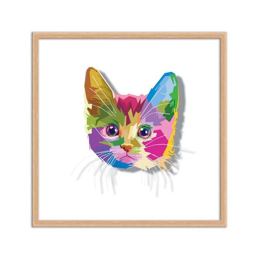 Quadro Decorativo Gatinho Fofo Pop Art e Colorido