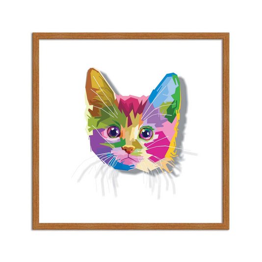 Quadro Decorativo Gatinho Fofo Pop Art e Colorido