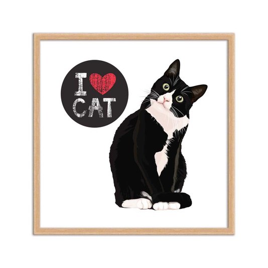 Quadro Decorativo Gato Frase: "I Love Cat"