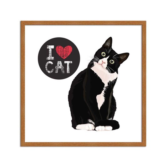 Quadro Decorativo Gato Frase: "I Love Cat"