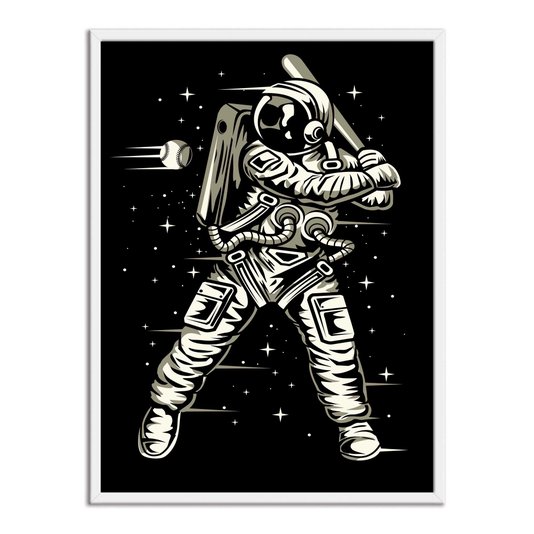 Quadro Decorativo Geek e Nerd Astronauta Jogador de Beisebal - Baseball