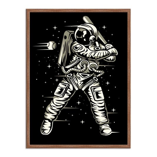 Quadro Decorativo Geek e Nerd Astronauta Jogador de Beisebal - Baseball