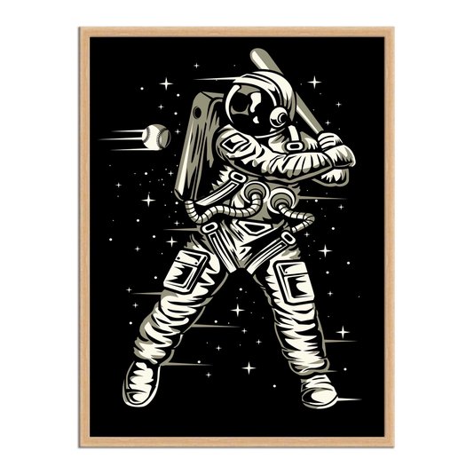 Quadro Decorativo Geek e Nerd Astronauta Jogador de Beisebal - Baseball