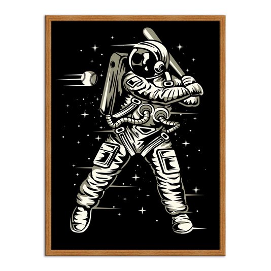 Quadro Decorativo Geek e Nerd Astronauta Jogador de Beisebal - Baseball