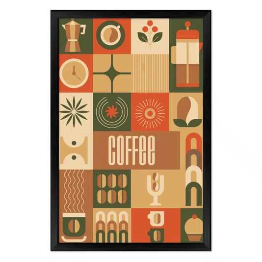 Quadro Decorativo Geométrico Coffee Culture Estilo Modern Heritage