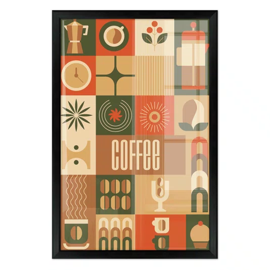 Quadro Decorativo Geométrico Coffee Culture Estilo Modern Heritage