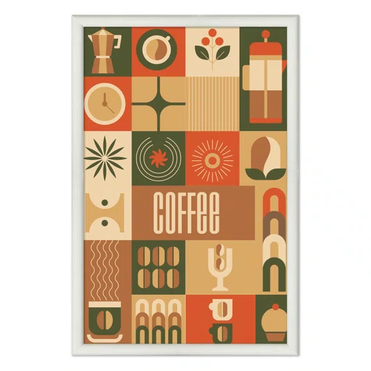Quadro Decorativo Geométrico Coffee Culture Estilo Modern Heritage