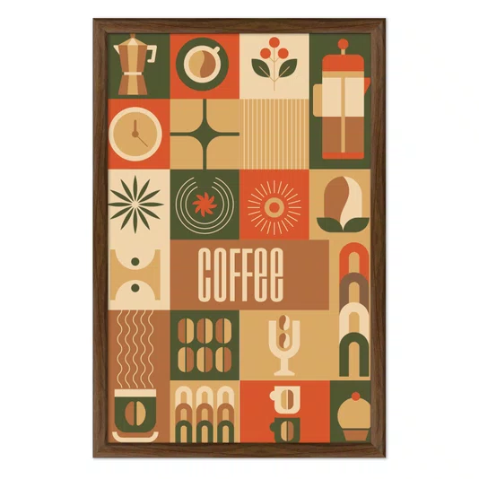 Quadro Decorativo Geométrico Coffee Culture Estilo Modern Heritage
