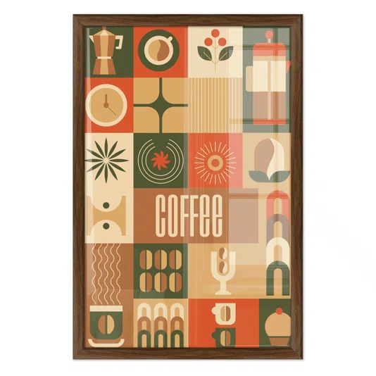 Quadro Decorativo Geométrico Coffee Culture Estilo Modern Heritage