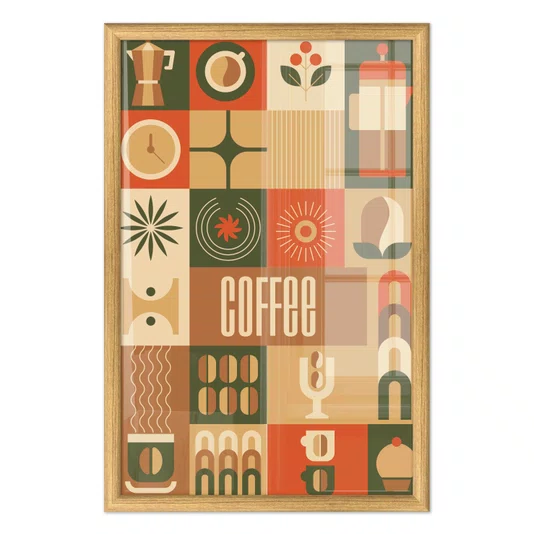 Quadro Decorativo Geométrico Coffee Culture Estilo Modern Heritage