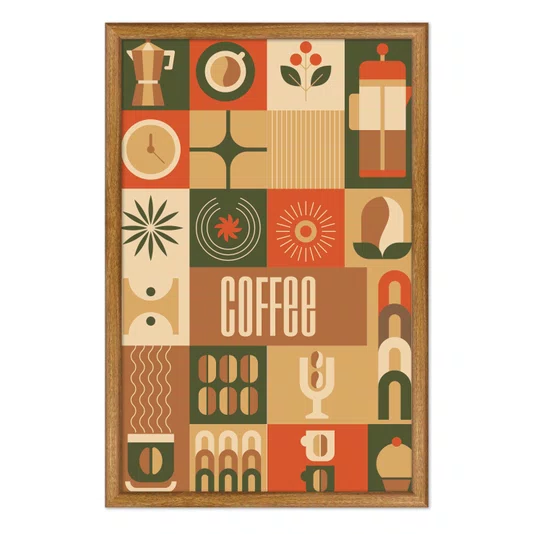 Quadro Decorativo Geométrico Coffee Culture Estilo Modern Heritage