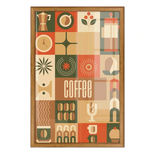 Quadro Decorativo Geométrico Coffee Culture Estilo Modern Heritage