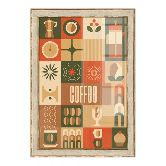 Quadro Decorativo Geométrico Coffee Culture Estilo Modern Heritage