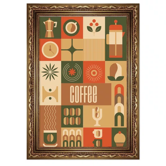 Quadro Decorativo Geométrico Coffee Culture Estilo Modern Heritage