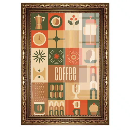 Quadro Decorativo Geométrico Coffee Culture Estilo Modern Heritage