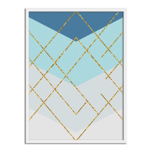 Quadro Decorativo Geométrico Dourado Com Brilho