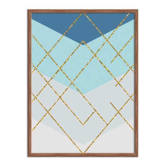 Quadro Decorativo Geométrico Dourado Com Brilho