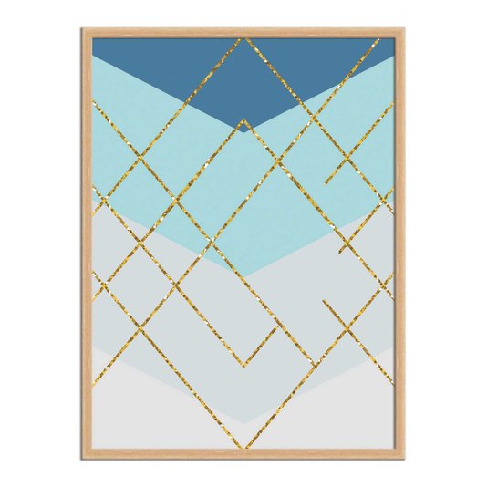 Quadro Decorativo Geométrico Dourado Com Brilho