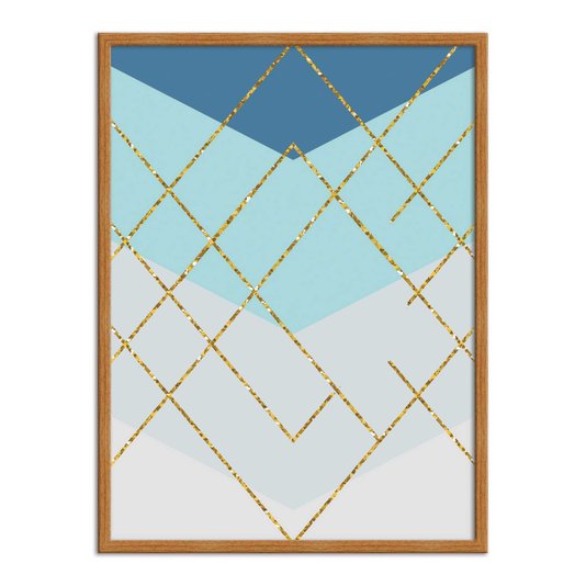 Quadro Decorativo Geométrico Dourado Com Brilho