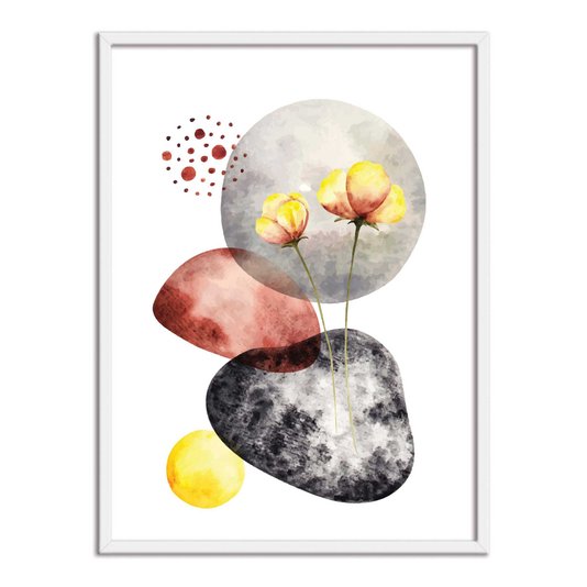 Quadro Decorativo Geométrico Flor Amarela