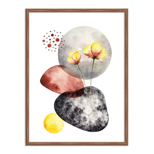 Quadro Decorativo Geométrico Flor Amarela