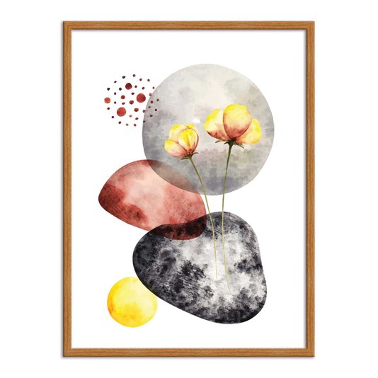 Quadro Decorativo Geométrico Flor Amarela