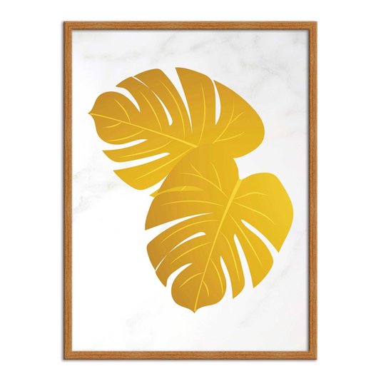 Quadro Decorativo Geométrico Folha De Adão Dourada