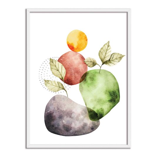 Quadro Decorativo Geométrico Folhas Na Pedra