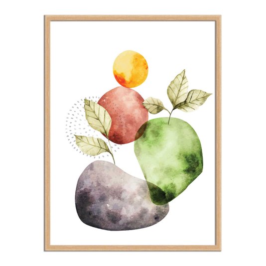 Quadro Decorativo Geométrico Folhas Na Pedra