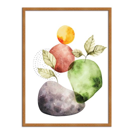 Quadro Decorativo Geométrico Folhas Na Pedra