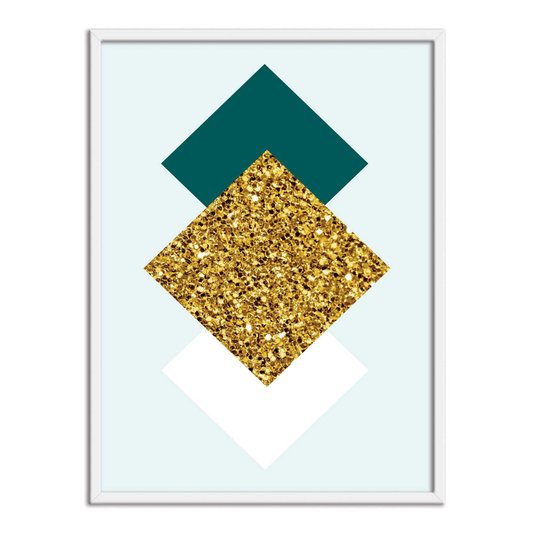 Quadro Decorativo Geométrico Losango Dourado