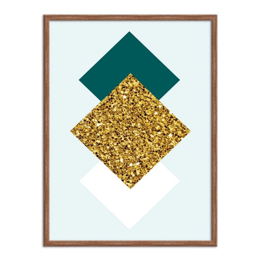 Quadro Decorativo Geométrico Losango Dourado