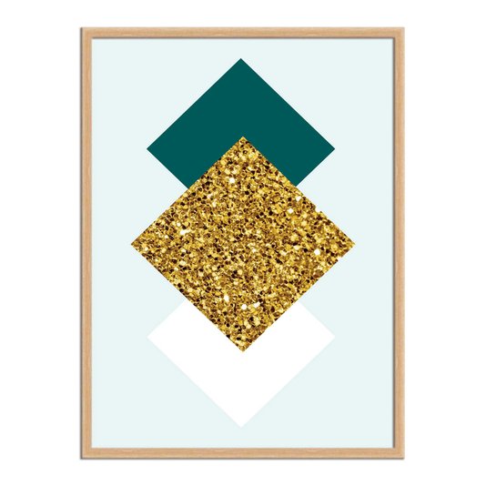 Quadro Decorativo Geométrico Losango Dourado