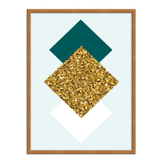 Quadro Decorativo Geométrico Losango Dourado