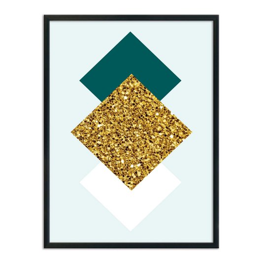 Quadro Decorativo Geométrico Losango Dourado