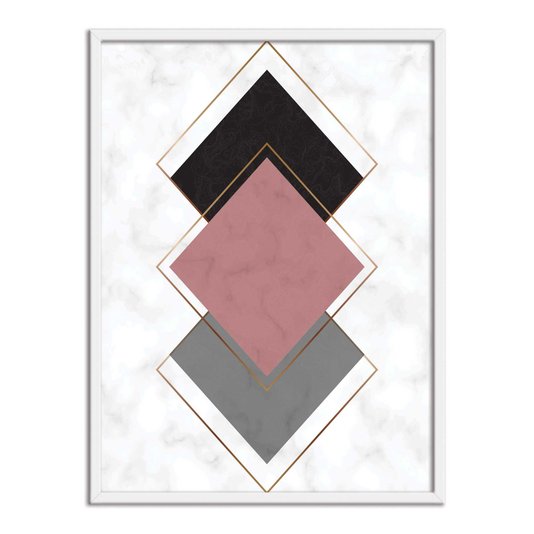 Quadro Decorativo Geométrico Losango Rose