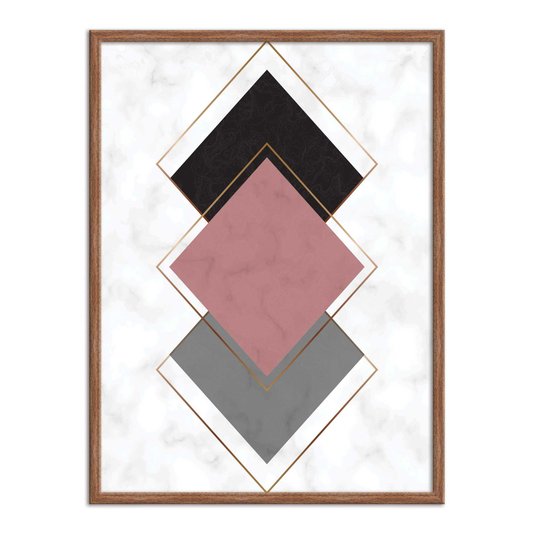 Quadro Decorativo Geométrico Losango Rose