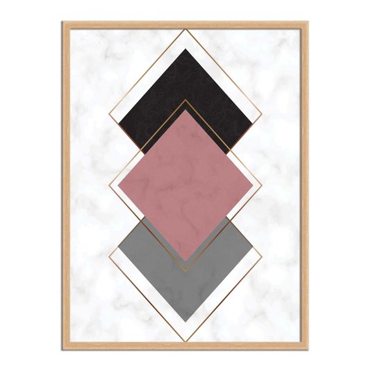 Quadro Decorativo Geométrico Losango Rose