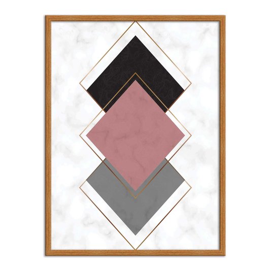 Quadro Decorativo Geométrico Losango Rose